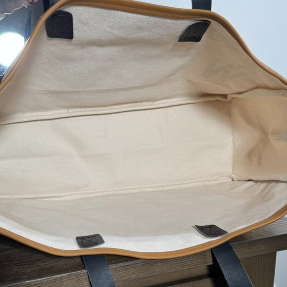 Weekend Vibes Canvas Tote Bag - Large Cream & Black Leather Handle Weekender - Picture 5 of 11